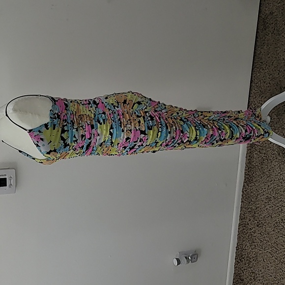 ARFM Ruched Mesh Midi Slipdress in Sky Floral Size Large NWT - Picture 11 of 15